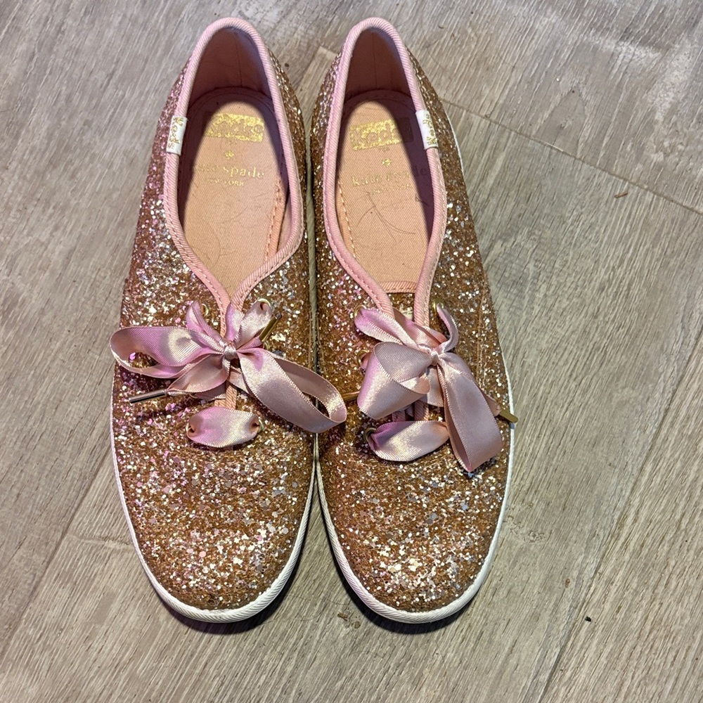 Kate Spade Glittery Gold and Pink Sneakers
